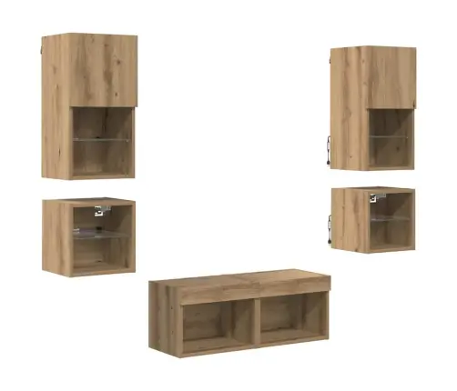 Tv Sieniniai Vienetai 8 Pcs Amatininkų Ąžuolas Apdirbta Mediena