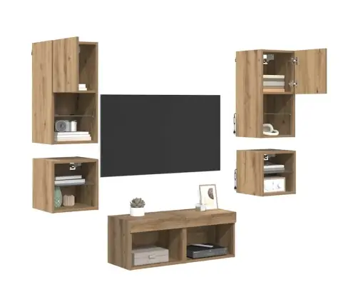 Tv Sieniniai Vienetai 8 Pcs Amatininkų Ąžuolas Apdirbta Mediena