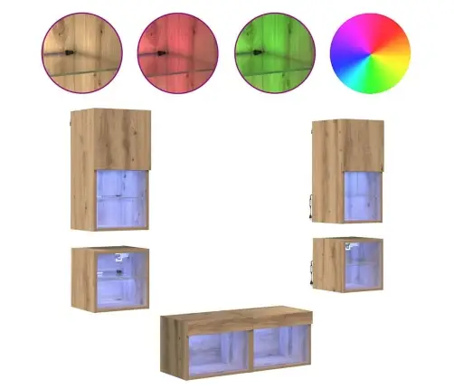 Tv Sieniniai Vienetai 8 Pcs Amatininkų Ąžuolas Apdirbta Mediena