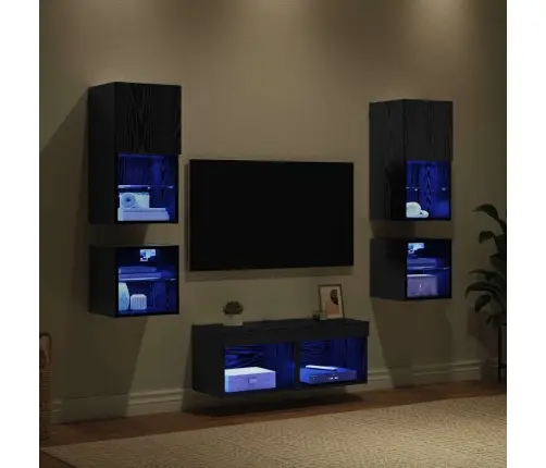 Tv Seinaüksused 8 Pcs Must Tamm Tehispuit