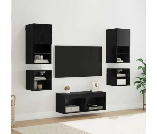 Tv Seinaüksused 8 Pcs Must Tamm Tehispuit