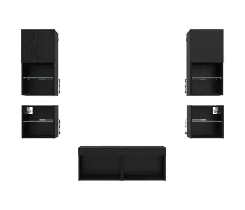 Tv Seinaüksused 8 Pcs Must Tamm Tehispuit