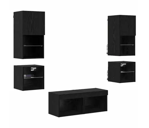 Tv Seinaüksused 8 Pcs Must Tamm Tehispuit