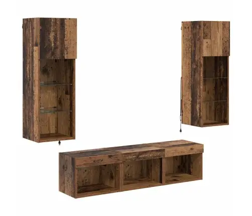 Tv Sienas Vienības 5 Pcs Melns Ozolkoks 60 X 30 X 30 Cm Vidaxl