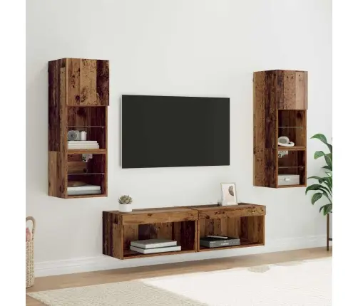 Tv Sienas Stiprinājums 6 Pcs Vecs Koks Inženierijas Koks Vidaxl