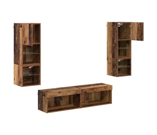 Tv Sienas Stiprinājums 6 Pcs Vecs Koks Inženierijas Koks Vidaxl