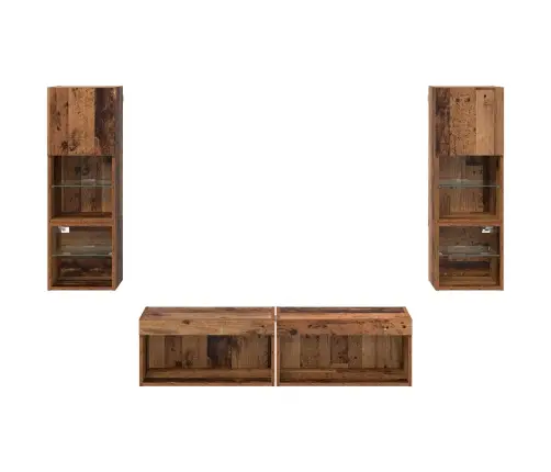 Tv Sienas Stiprinājums 6 Pcs Vecs Koks Inženierijas Koks Vidaxl