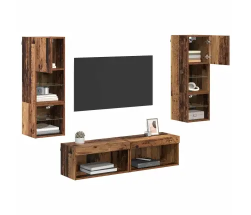 Tv Sienas Stiprinājums 6 Pcs Vecs Koks Inženierijas Koks Vidaxl