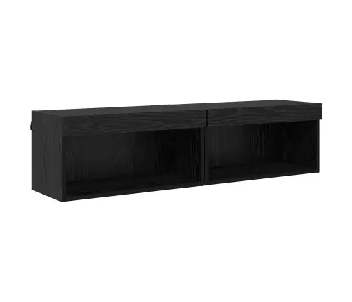 Televizoriaus Sieninis Modulis 6 Pcs Juodas Ąžuolas