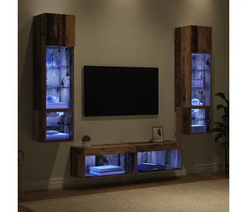 Tv Sienas Stiprinājums 6 Pcs Vecs Koks Inženierijas Koks Vidaxl