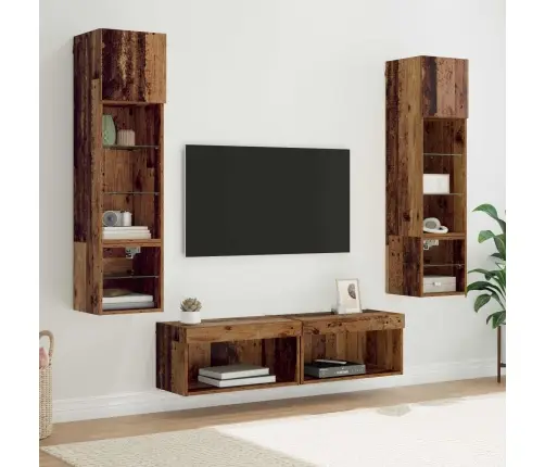 Tv Sienas Stiprinājums 6 Pcs Vecs Koks Inženierijas Koks Vidaxl