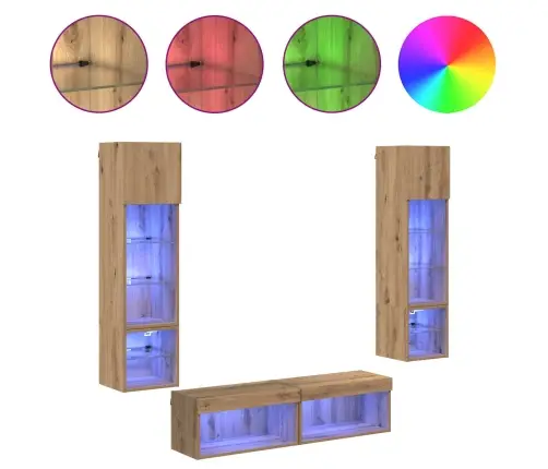 Teleri Seinakapp Led -Ribatuledega 6 Pcs Käsitööpuu Tehispuit