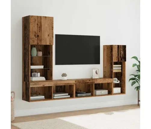 Tv Sieniniai Vienetai 4 Pcs Senas Medis Apdirbta Mediena