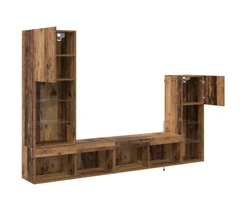 Tv Sieniniai Vienetai 4 Pcs Senas Medis Apdirbta Mediena