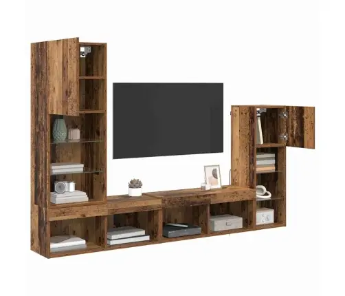 Tv Sieniniai Vienetai 4 Pcs Senas Medis Apdirbta Mediena