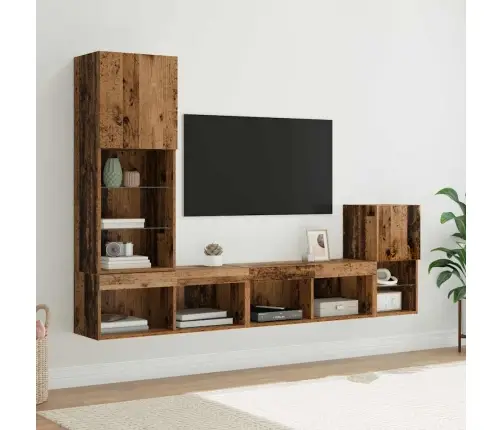 Tv Sienas Vienības Vecs Koks Inženierijas Koks Vidaxl