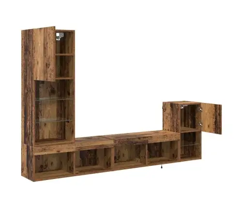 Tv Sienas Vienības Vecs Koks Inženierijas Koks Vidaxl