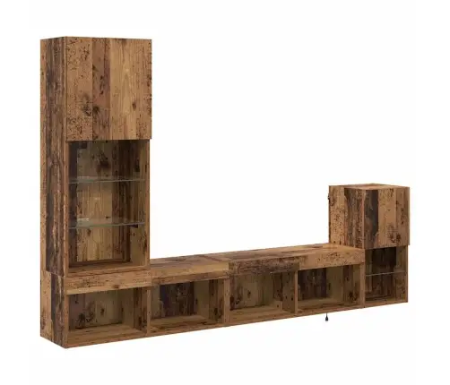 Tv Sienas Vienības Vecs Koks Inženierijas Koks Vidaxl