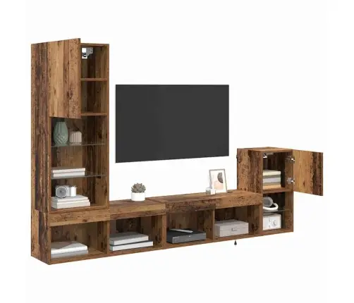 Tv Sienas Vienības Vecs Koks Inženierijas Koks Vidaxl