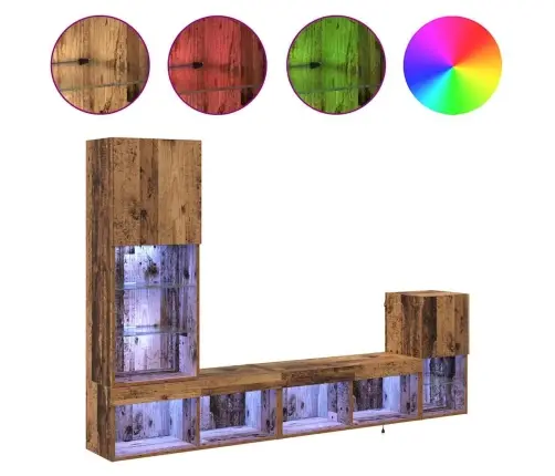 Tv Sienas Vienības Vecs Koks Inženierijas Koks Vidaxl