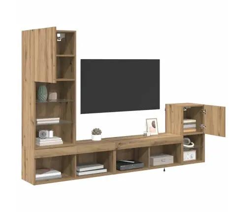 Tv Seinaüksused Led -Ribatuledega Käsitööpuu Tehispuit