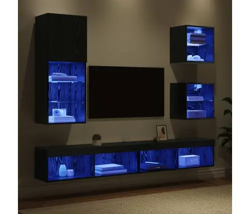 Tv Seinakapid Koos Led-Iga 5 Pcs Must Tamm Tehispuit