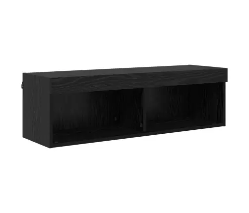 Tv Sieninio Kabineto Komplektas Su Led 5 Pcs Juodas Ąžuolas