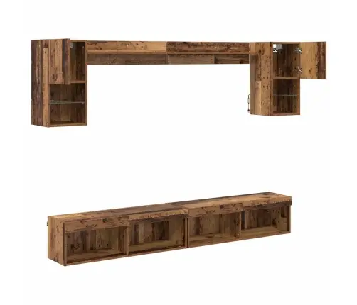 Tv Sienas Komplekti Ar Led 6 Pcs Vecs Koks Inženierijas Koks