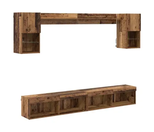 Tv Sienas Komplekti Ar Led 6 Pcs Vecs Koks Inženierijas Koks