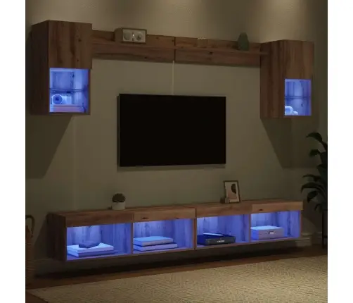 Tv Seinakapid Koos Led-Iga Lediga 6 Pcs Käsitööpuu Tehispuit