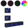 Televizorių Sieniniai Baldai Su Led 5 Pcs Juodas Ąžuolas