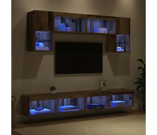 Tv Sienas Komplekti Ar Led 6 Pcs Vecs Koks Inženierijas Koks