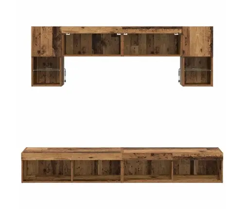 Tv Sienas Komplekti Ar Led 6 Pcs Vecs Koks Inženierijas Koks