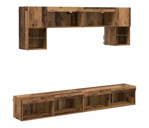 Tv Sienas Komplekti Ar Led 6 Pcs Vecs Koks Inženierijas Koks