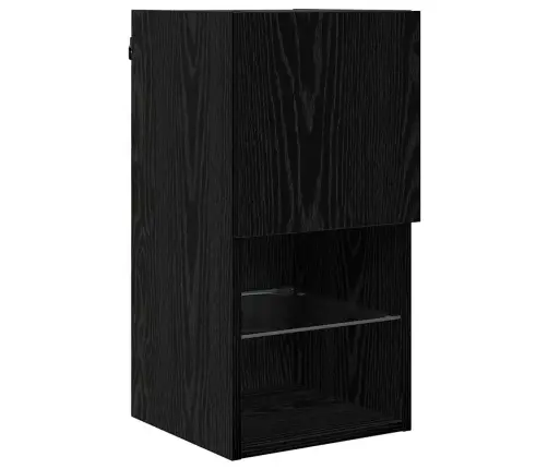 Televizorių Sieniniai Baldai Su Led 6 Pcs Juodas Ąžuolas