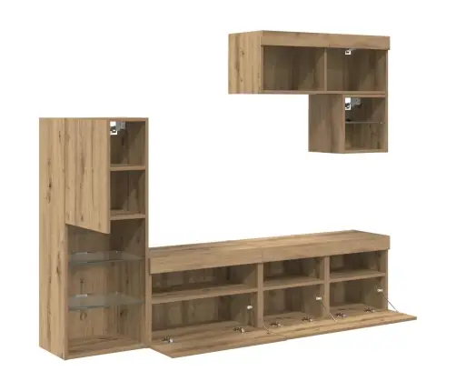 Tv Sieniniai Vienetai 6 Pcs Amatininkų Ąžuolas Apdirbta Mediena