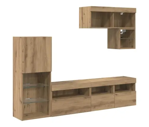 Tv Sieniniai Vienetai 6 Pcs Amatininkų Ąžuolas Apdirbta Mediena