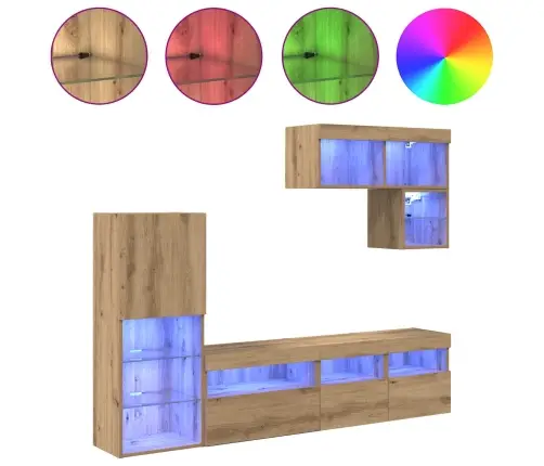 Tv Sieniniai Vienetai 6 Pcs Amatininkų Ąžuolas Apdirbta Mediena