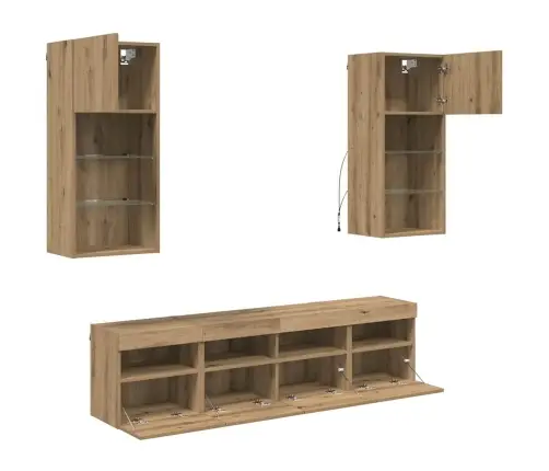 Tv Sienas Komplekti Ar Led 5 Pcs Artisānā Ozols Vidaxl