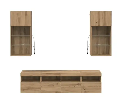 Tv Sienas Komplekti Ar Led 5 Pcs Artisānā Ozols Vidaxl