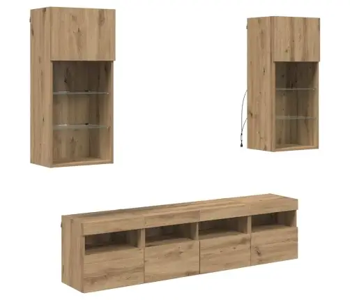 Tv Sienas Komplekti Ar Led 5 Pcs Artisānā Ozols Vidaxl