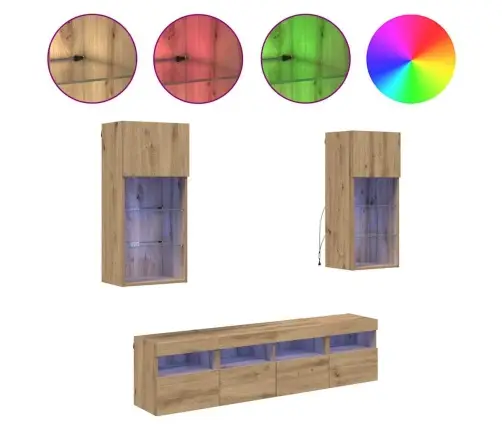 Tv Sienas Komplekti Ar Led 5 Pcs Artisānā Ozols Vidaxl