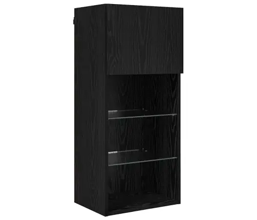 Tv Sienas Komplekti Ar Led 5 Pcs Melns Ozolkoks Vidaxl