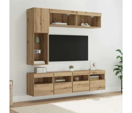 Televizora Skapīša 7 Pcs Artisānā Ozols Inženierijas Koks Vidaxl