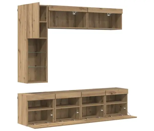 Televizora Skapīša 7 Pcs Artisānā Ozols Inženierijas Koks Vidaxl