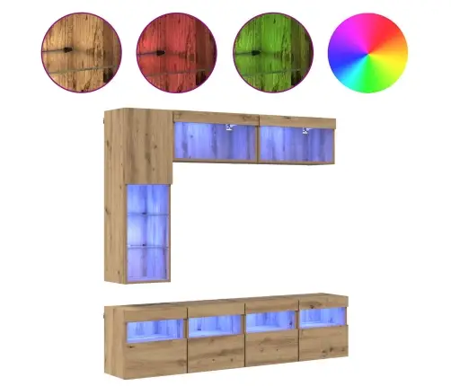 Televizora Skapīša 7 Pcs Artisānā Ozols Inženierijas Koks Vidaxl