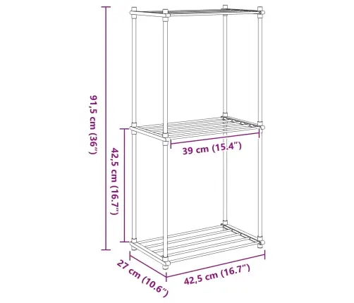 Saugojimo Lentyna Balta 42.5 X 27 X 91.5 Cm Aliuminis
