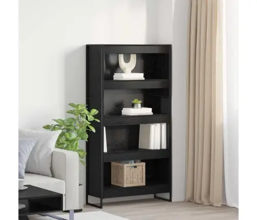 Knygų Spinta 2 Pcs Juodas Ąžuolas 80 X 30 X 155 Cm