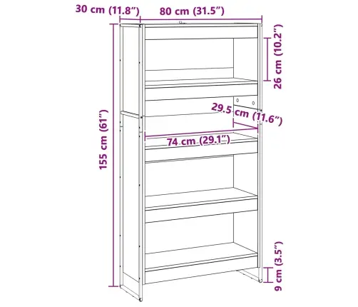 Raamaturiiul 2 Pcs Sonoma 80 X 30 X 155 Cm Tehispuit