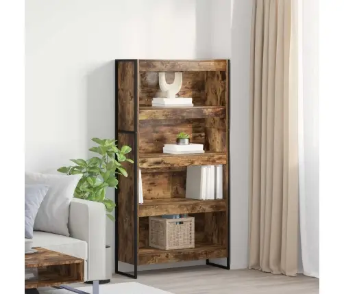 Knygų Spinta 2 Pcs Dūminis Ąžuolas 80 X 30 X 155 Cm